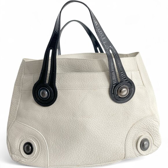 Marni Italy Off White Cream ivory Pebbled Leather Large Carryall Tote Bag - Picture 1 of 10